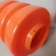 Pair Mid Century Modern MCM orange glass hanging lamps