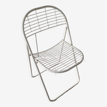 Folding metal chair åland by niels gammelgaard for ikea from the 1970s in white