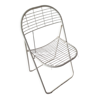 Folding metal chair åland by niels gammelgaard for ikea from the 1970s in white