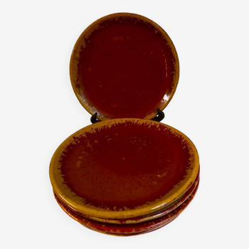 Set of 6 red ceramic plates from the Compagnie Française de l’Orient et de la Chine