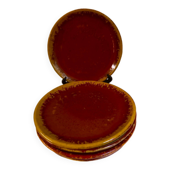 Set of 6 red ceramic plates from the Compagnie Française de l’Orient et de la Chine