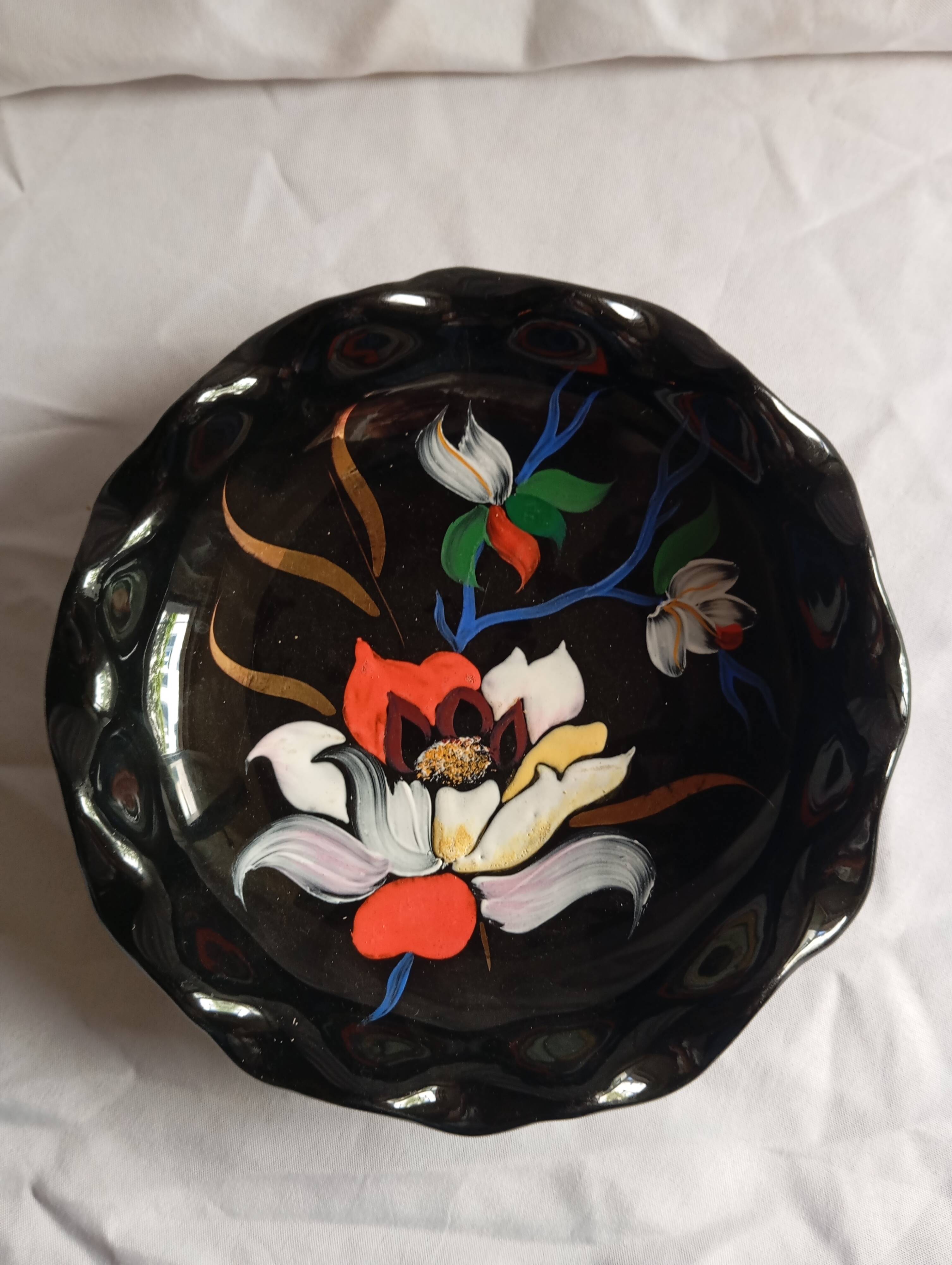 "bouquet - longwy" earthenware cup numbered / vintage