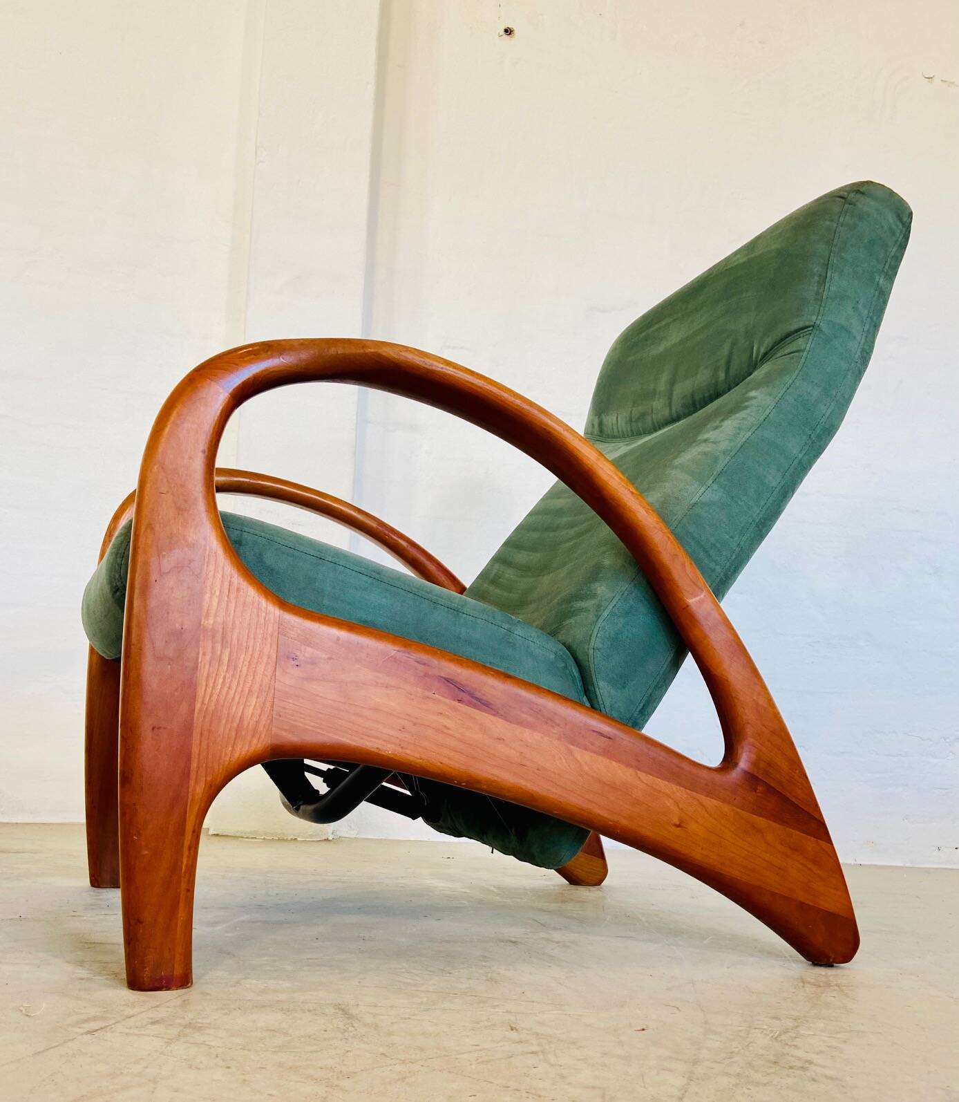 Fauteuil et tabouret vintage danois Holserbro Møbelfabrik en daim vert