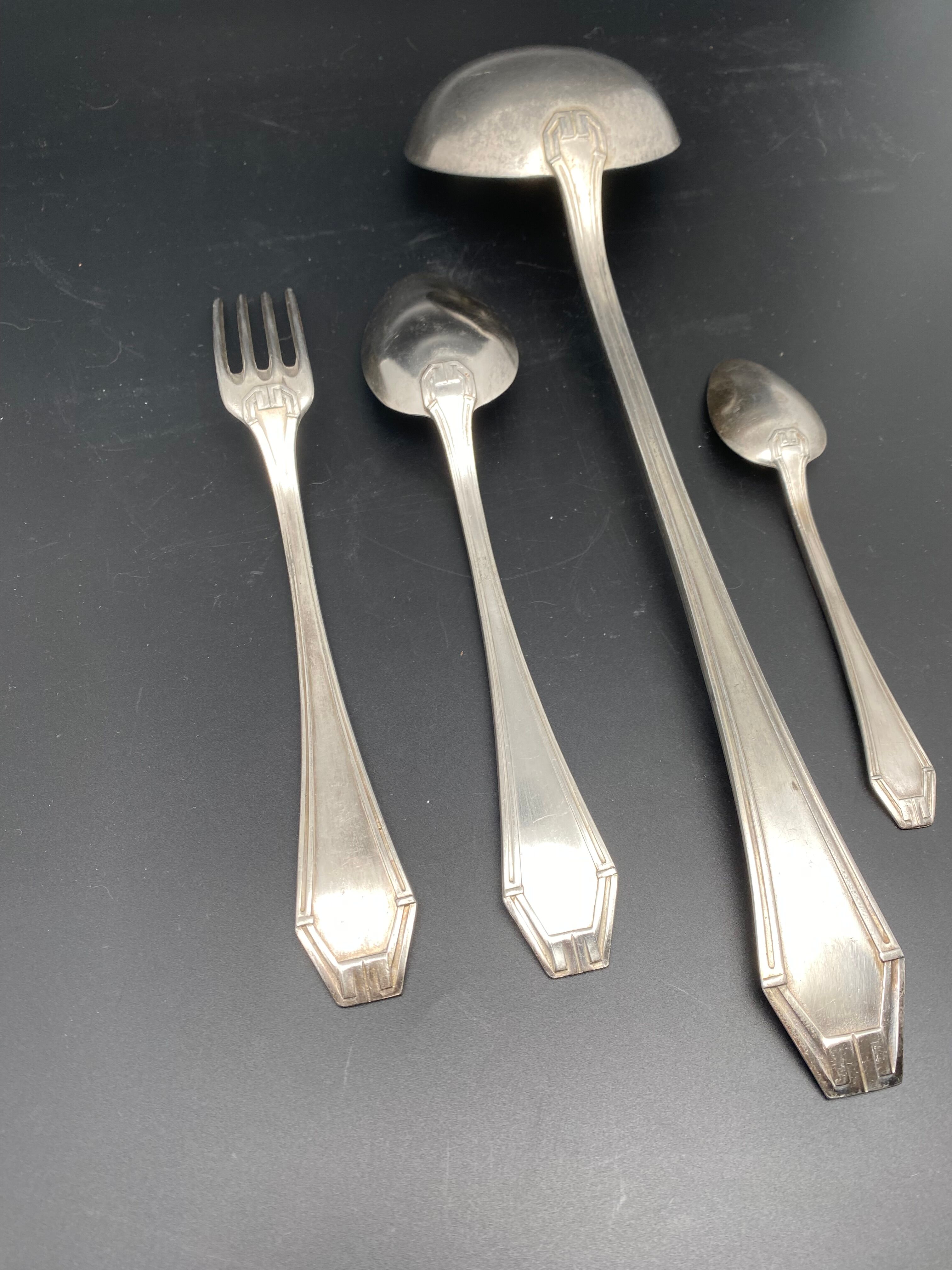 Art Deco silver metal cutlery set