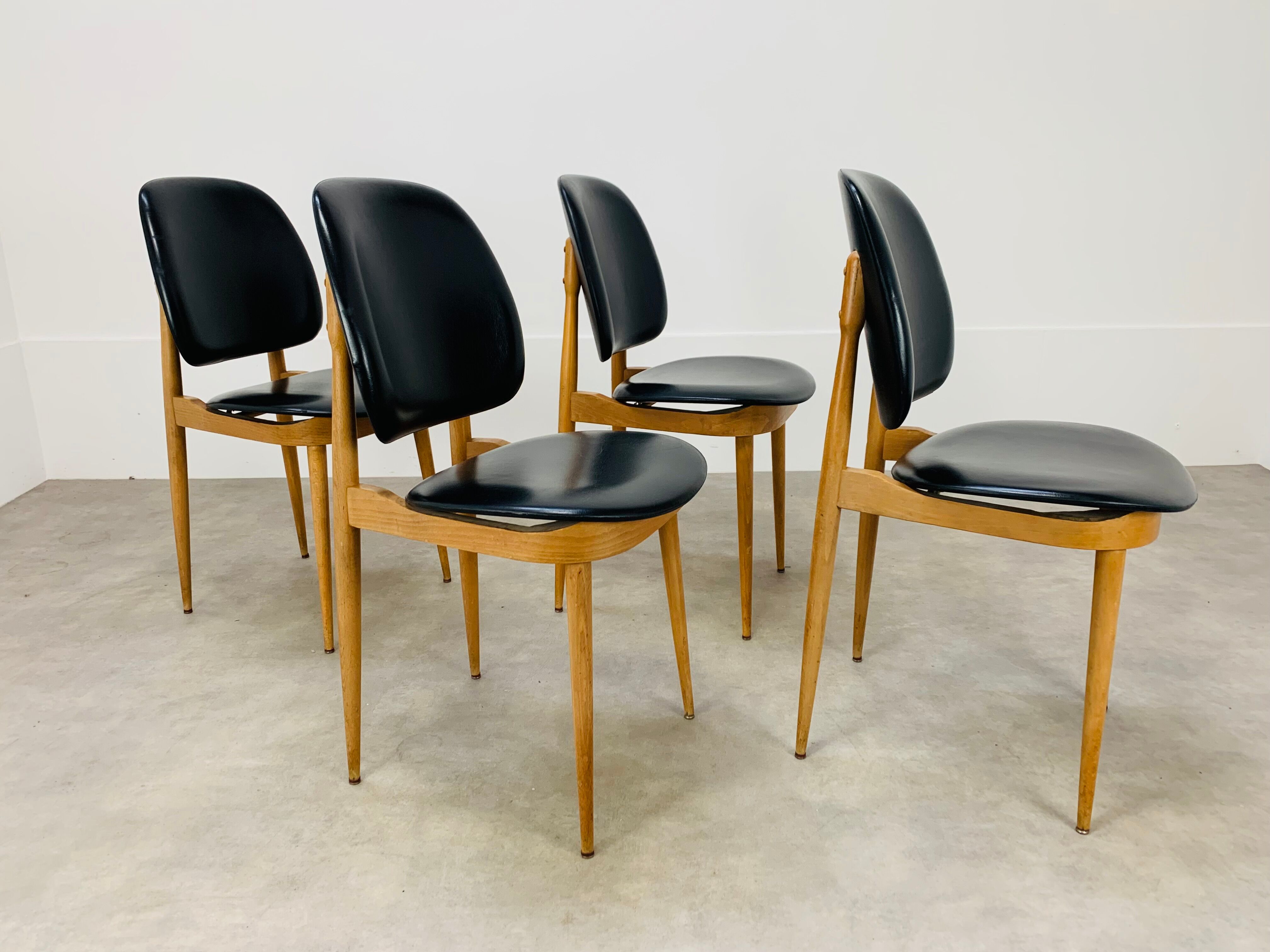 4 Baumann Pegasus chairs, black, 60s