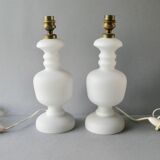 Pair of white opaline lamps, 1950s