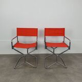 Paire fauteuils "metteur en scène" Lafuma chrome, pliants