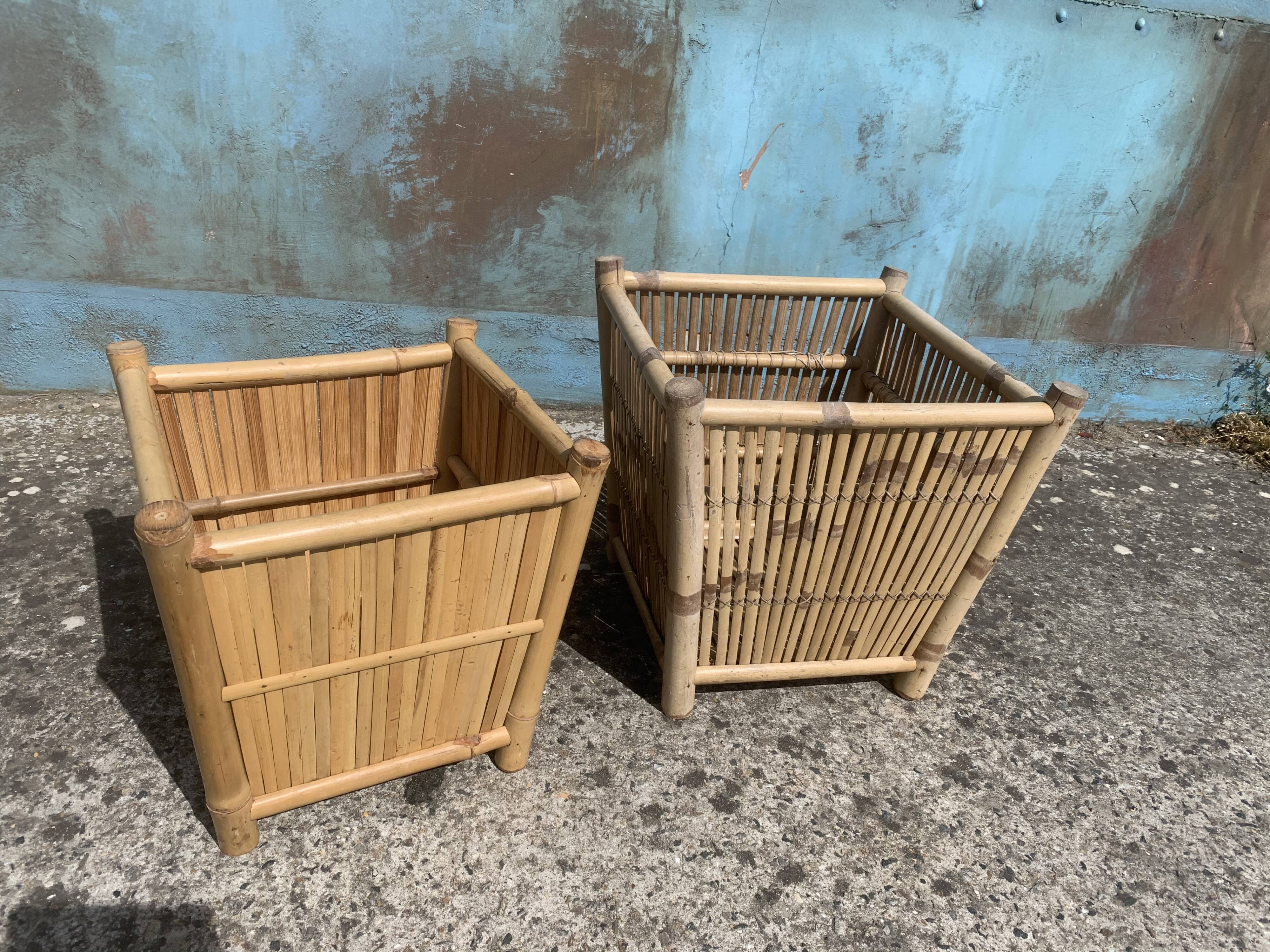 Lot of 2 bamboo pot covers