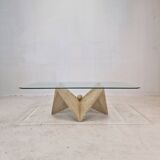 Table Basse Italienne en Travertin, 1980s