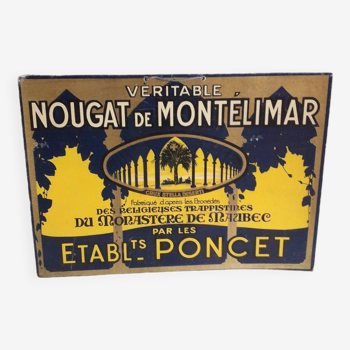 Ancien carton publicitaire Nougats Poncet - Montélimar 1940-50