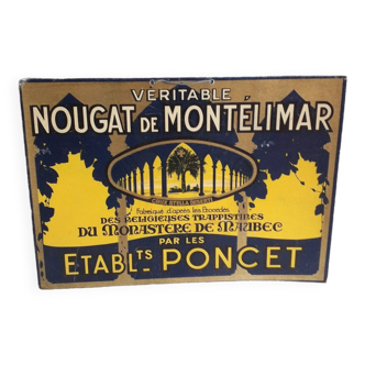 Old Nougats Poncet advertising cardboard - Montélimar 1940-50