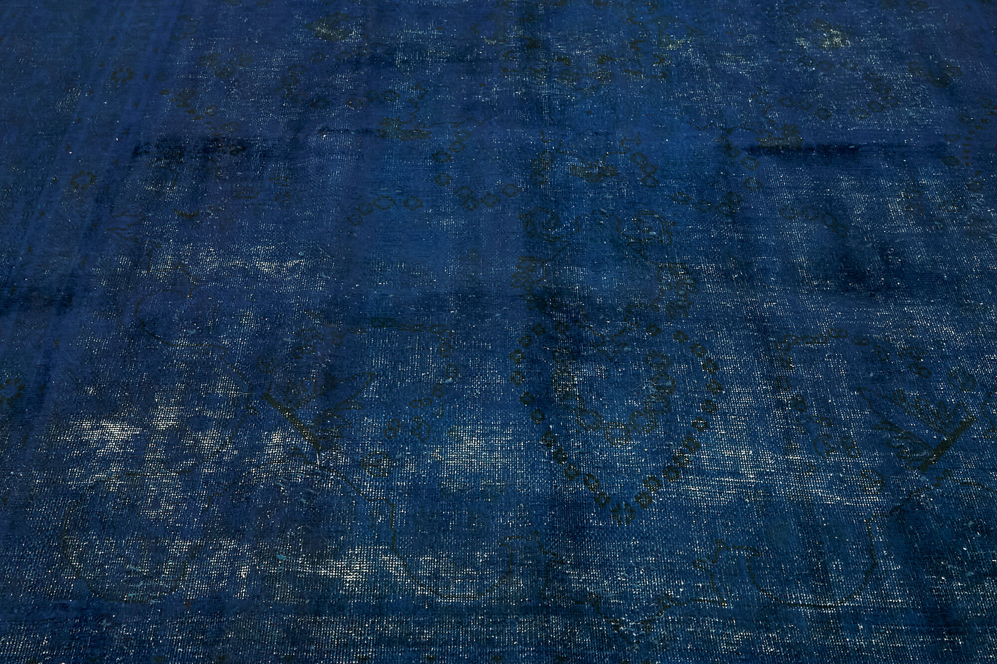 Hand-knotted anatolian vintage 1970s blue wool carpet