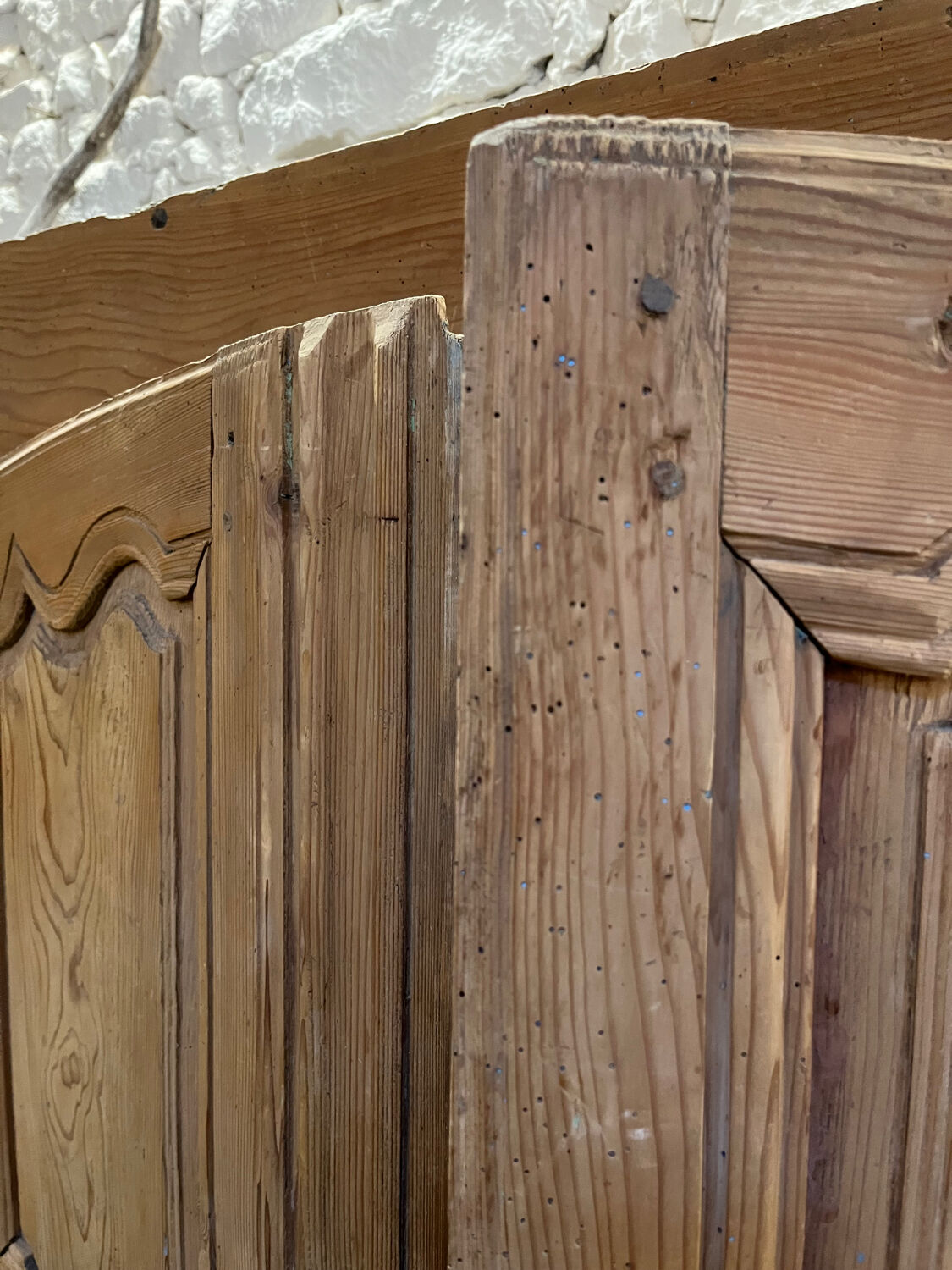 Eighteenth-century regional pine wardrobe.