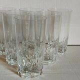Six vintage crystal long drink juice glasses