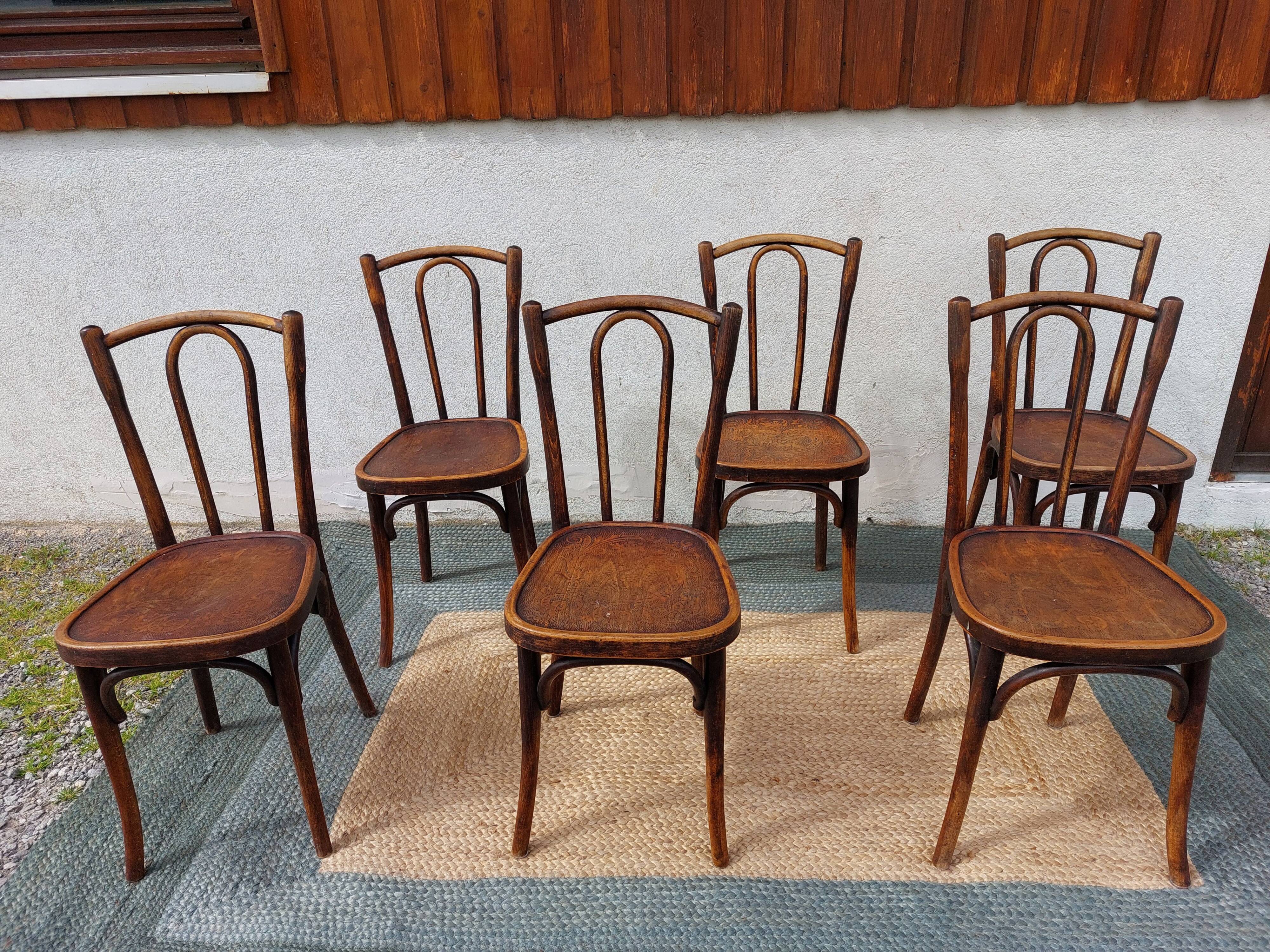 6 Luterma bistro chairs with pattern on the seat