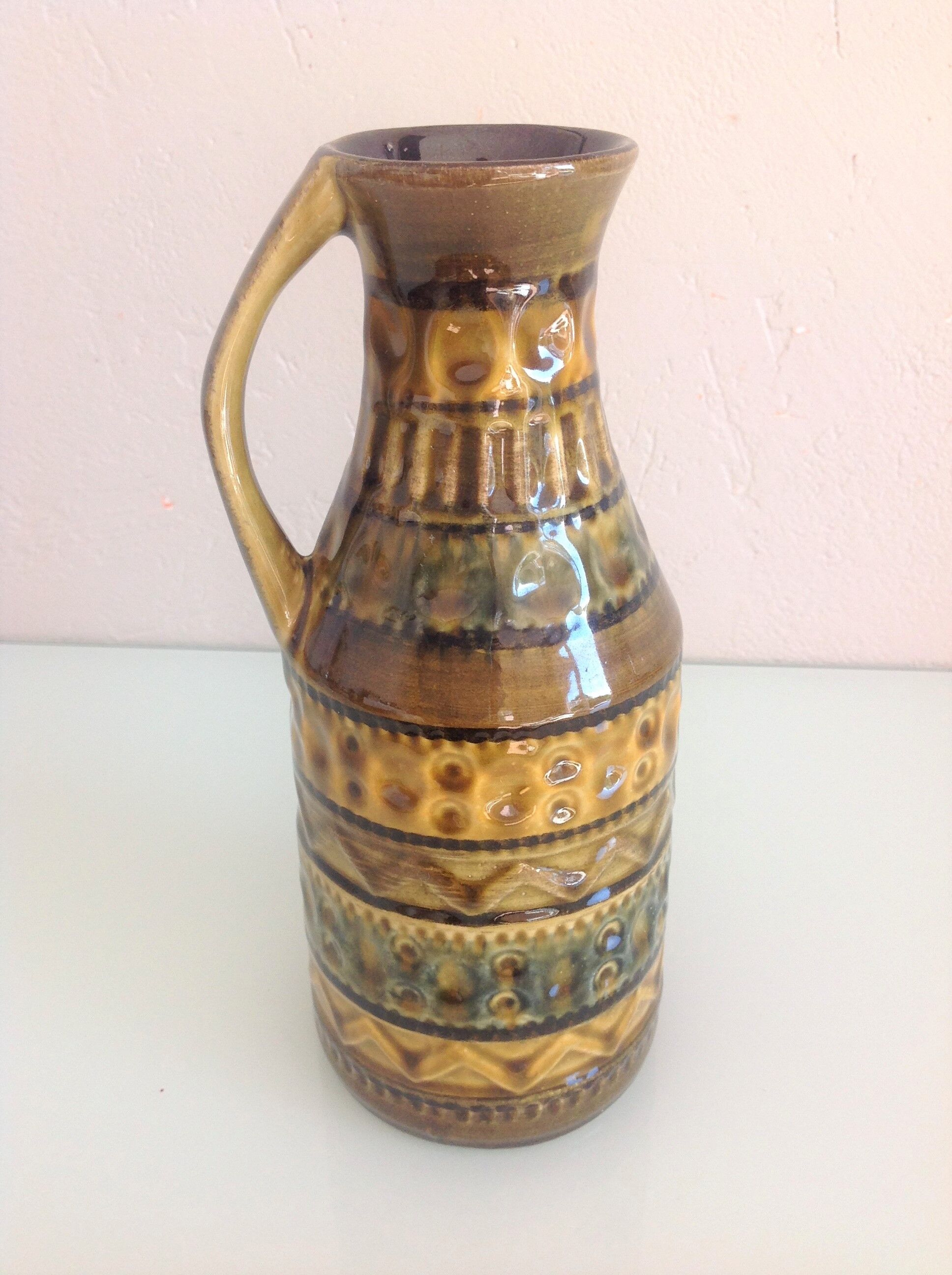 Polychrome ceramic soliflore vase by Bay Keramik / vintage 60s-70s