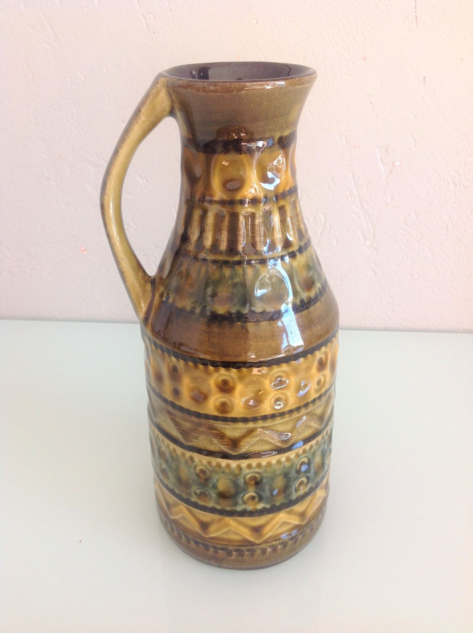 Polychrome ceramic soliflore vase by Bay Keramik / vintage 60s-70s