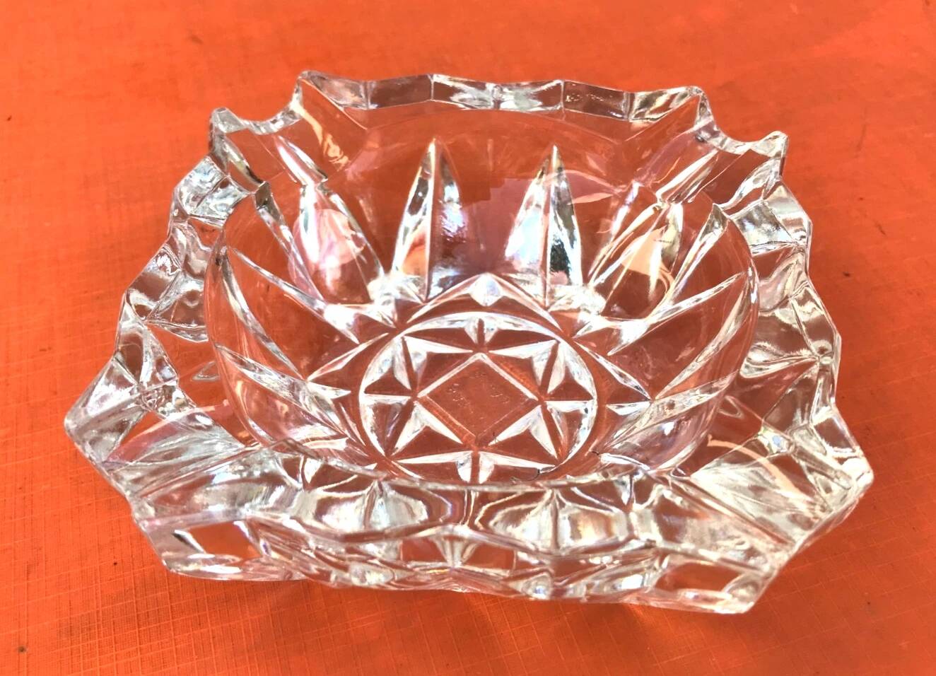1970s Ashtray Clear Cut and Chiseled Glass