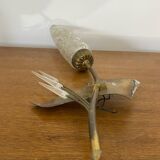 Antique wall lamp  brass + vintage glass tulip