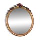 Golden wooden mirror with flowers 38 x 32 cm