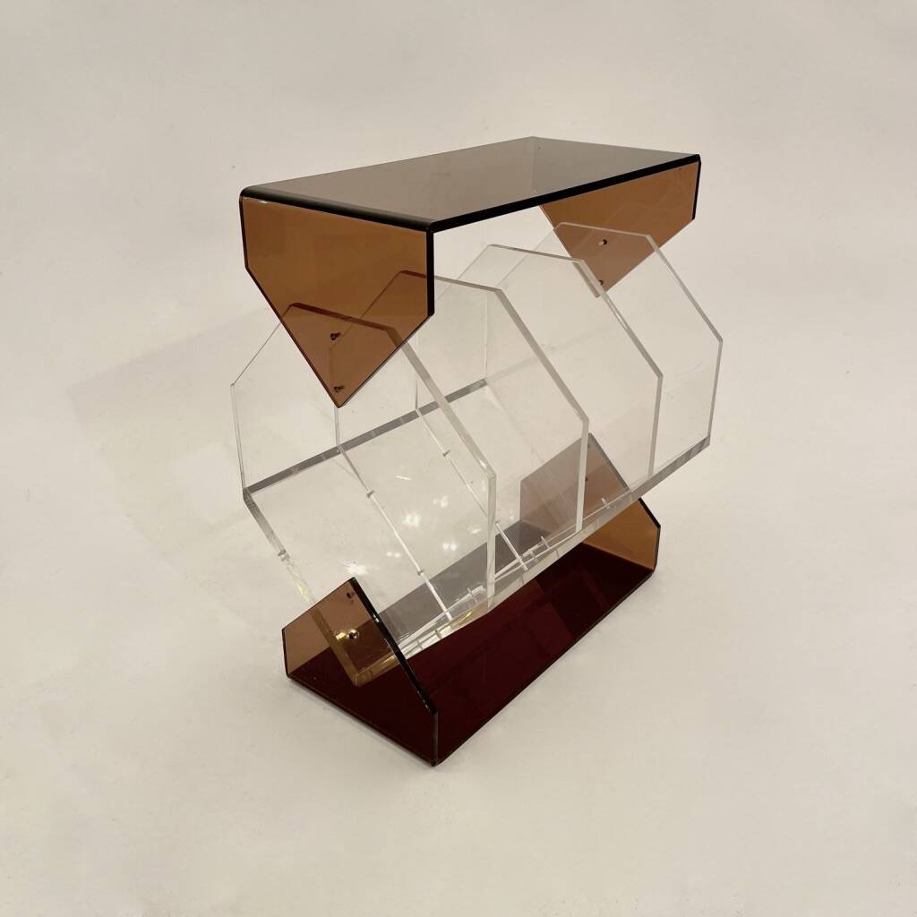 Vintage Plexiglass Newspaper Holder by Michel Dumas