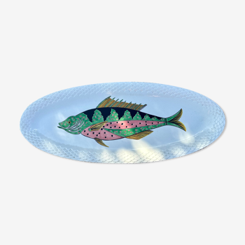 Gien dish with fish decoration model Baie d'Along 50s