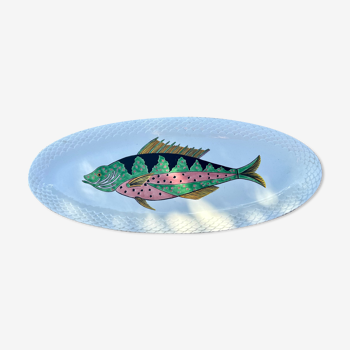 Plat Gien à décor de poisson modèle Baie d'Along années 50