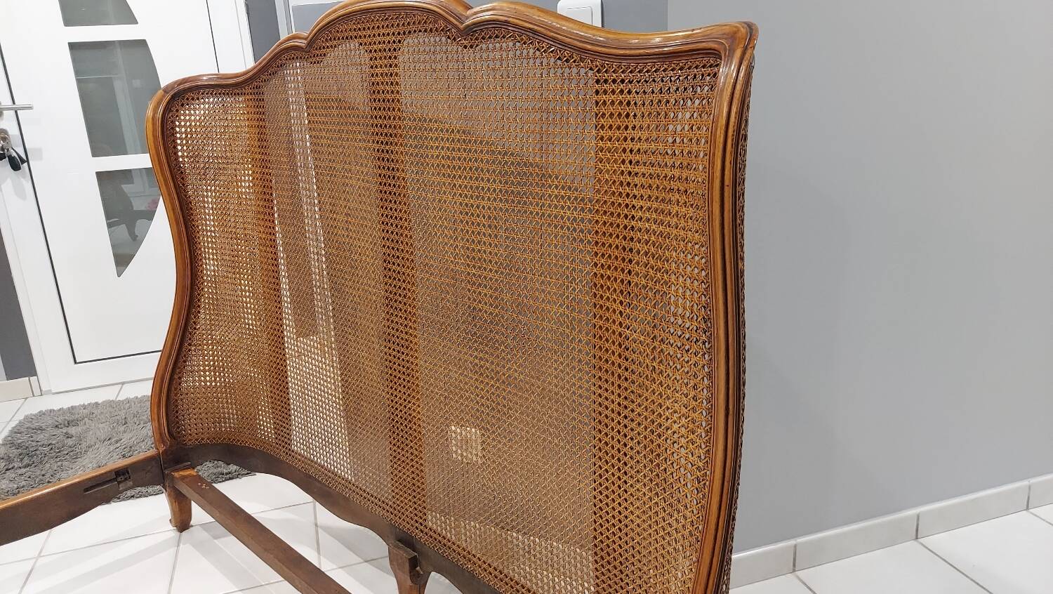 Louis XV style double cane basket bed, mid-20th century