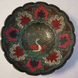 Ancien bol coupe indien en laiton au décor de paon