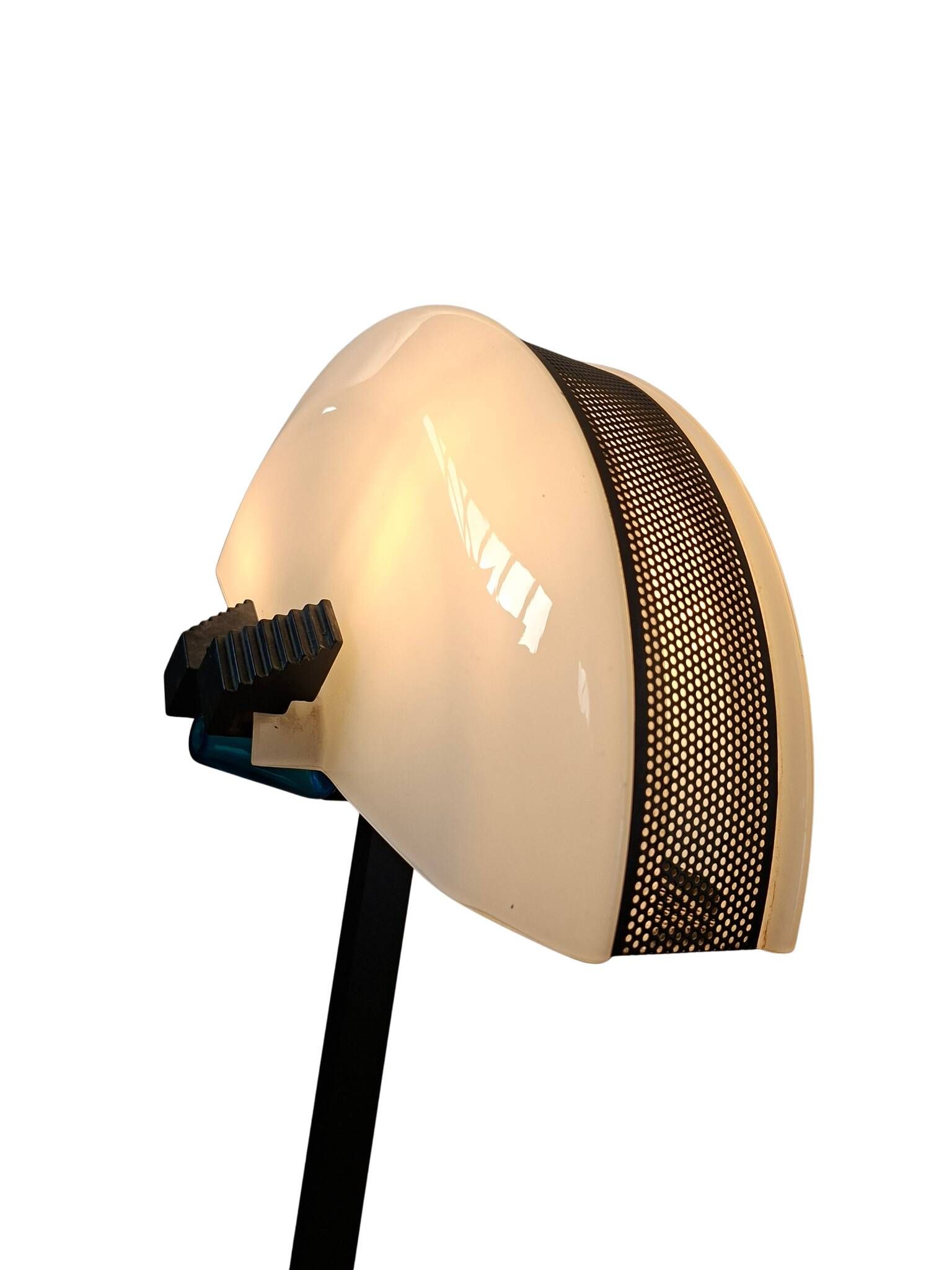 Lampe sur pied des années 70 en fer et verre de Murano, design industriel.
