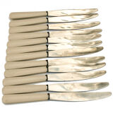 Lot 12 steel knives old vintage white sleeve