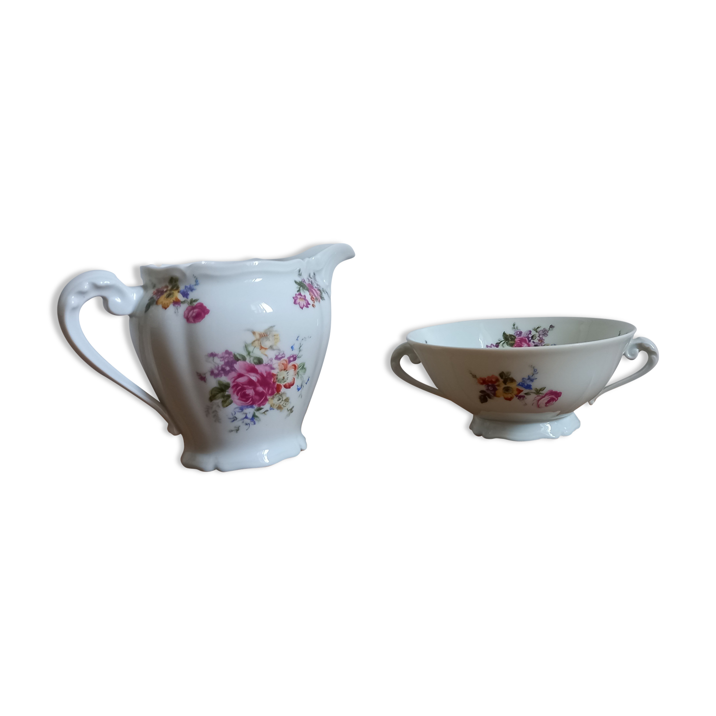 Lot De 2 Pots à Eau Et à Lait Anciens Limoges En Porcelaine - Très Bon état