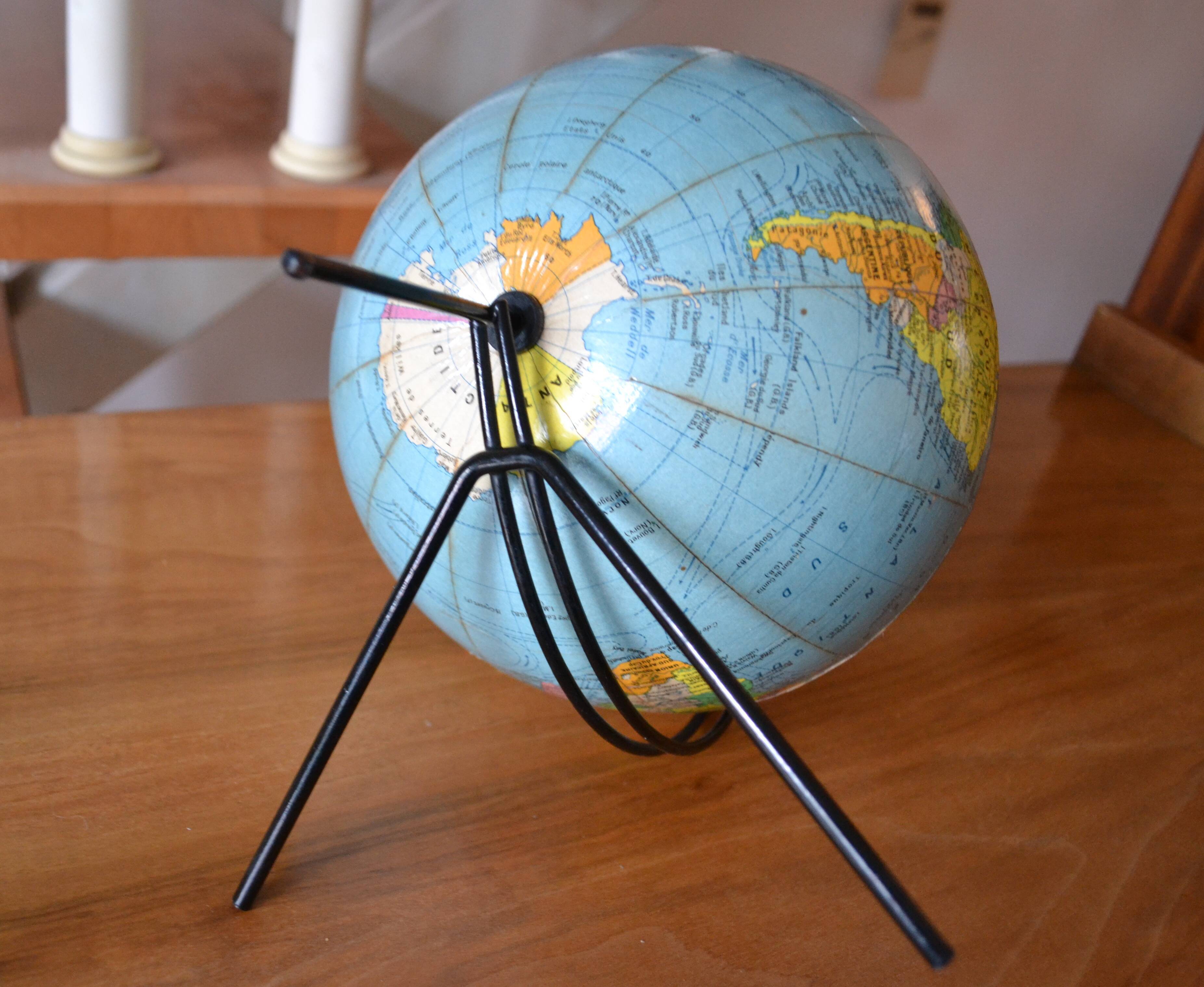 World map globe Girard Barrère 60s