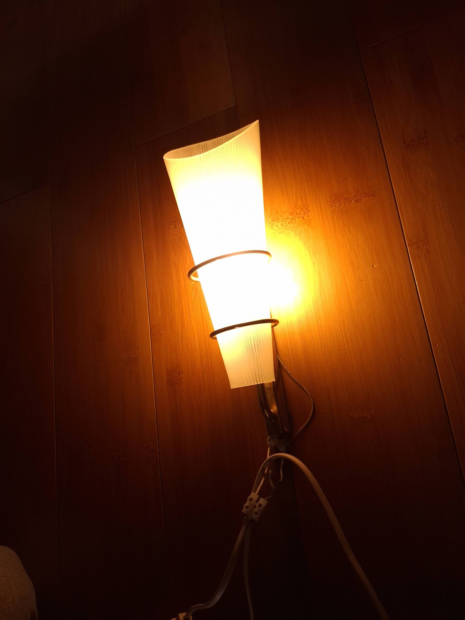 2 60's design wall lights in italian brass and glass