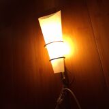 2 60's design wall lights in italian brass and glass