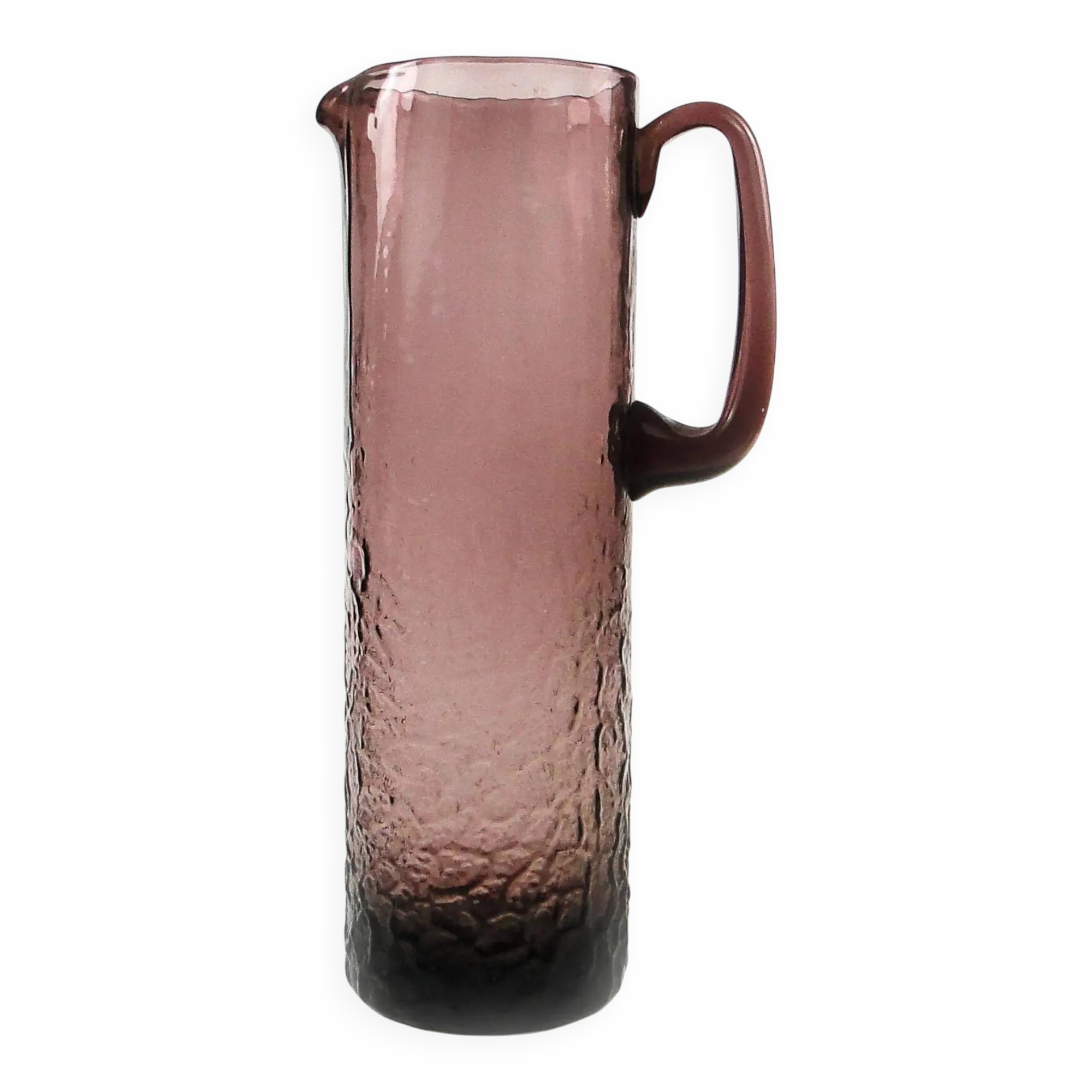 Water jug, modernism, amethyst glass, designed by W. Sarnecki, Poland, 1970s