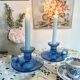 Pair of glass candlesticks