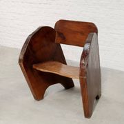 Sculptural anthroposophical wooden armchair, circa 1940s