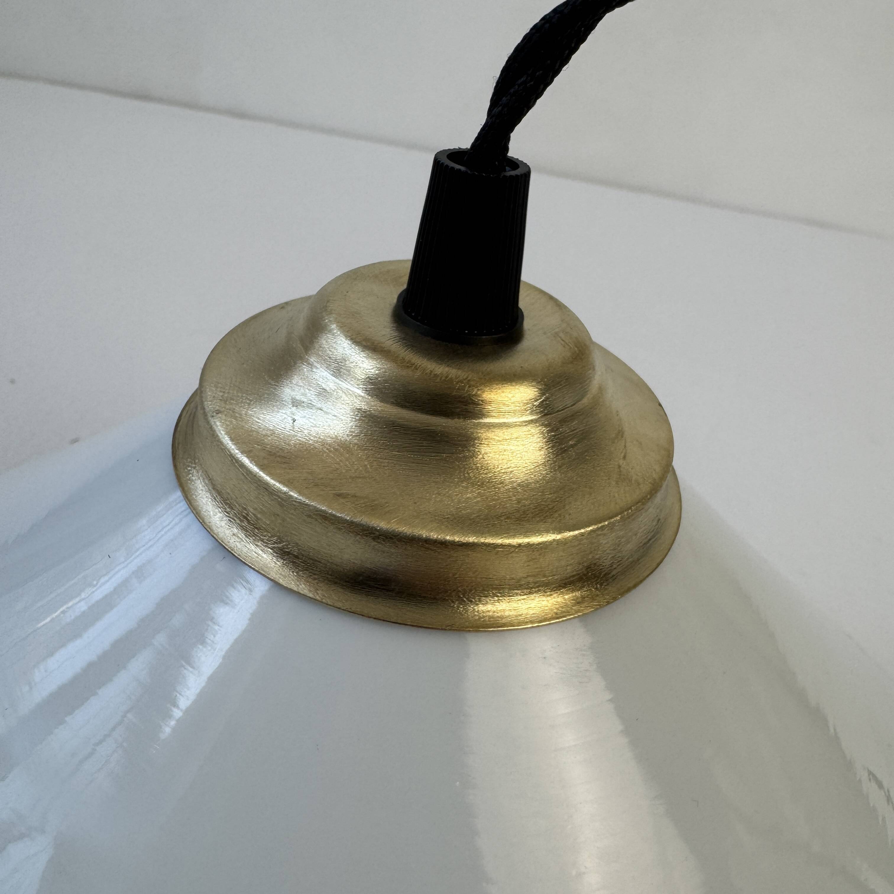 Antique vintage opaline conical pendant light