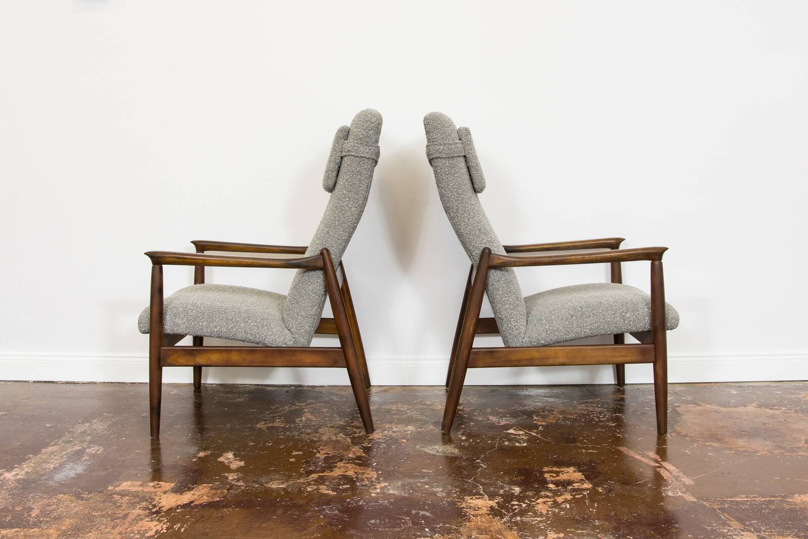 Pair of Mid-Century High Back Armchairs, Edmund Homa, GFM, Poland, 1960s,