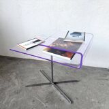 Transparent acrylic and chrome side table, 1970s design.