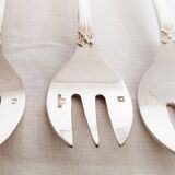 Christofle oyster or dessert forks, ribbon pattern, silver