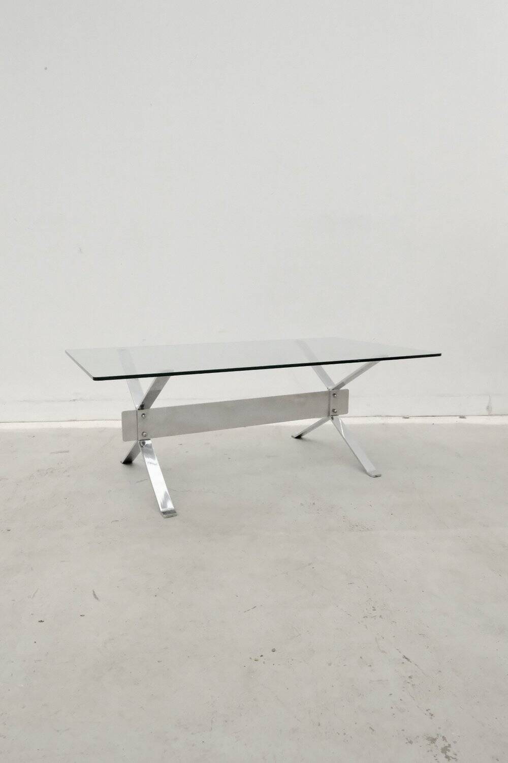 Chrome and glass coffee table, 1970