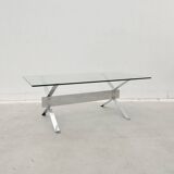 Table basse en chrome et verre, 1970