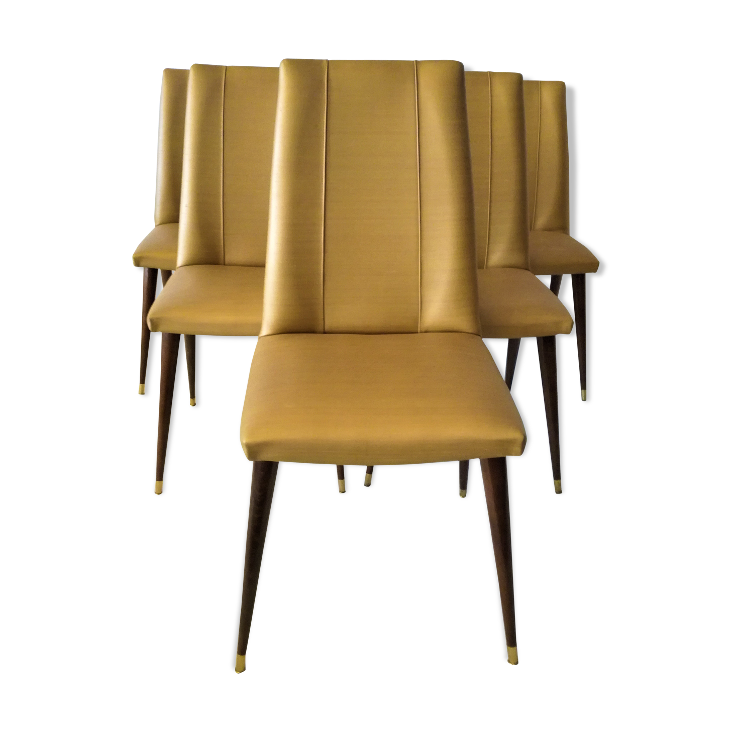 Series of 6 vintage chairs compass feet