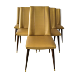 Series of 6 vintage chairs compass feet