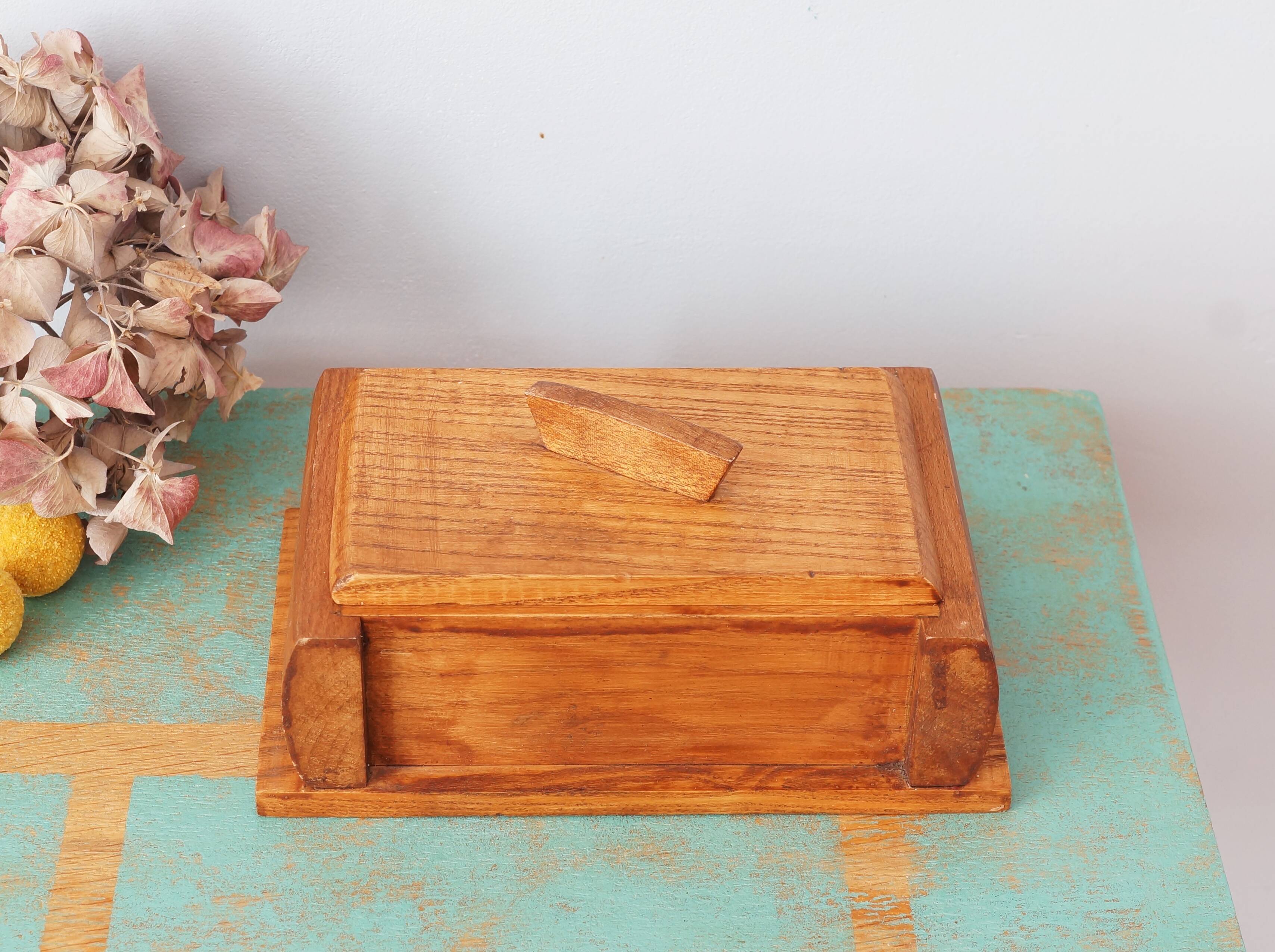 Handcrafted wooden box in art deco style, vintage