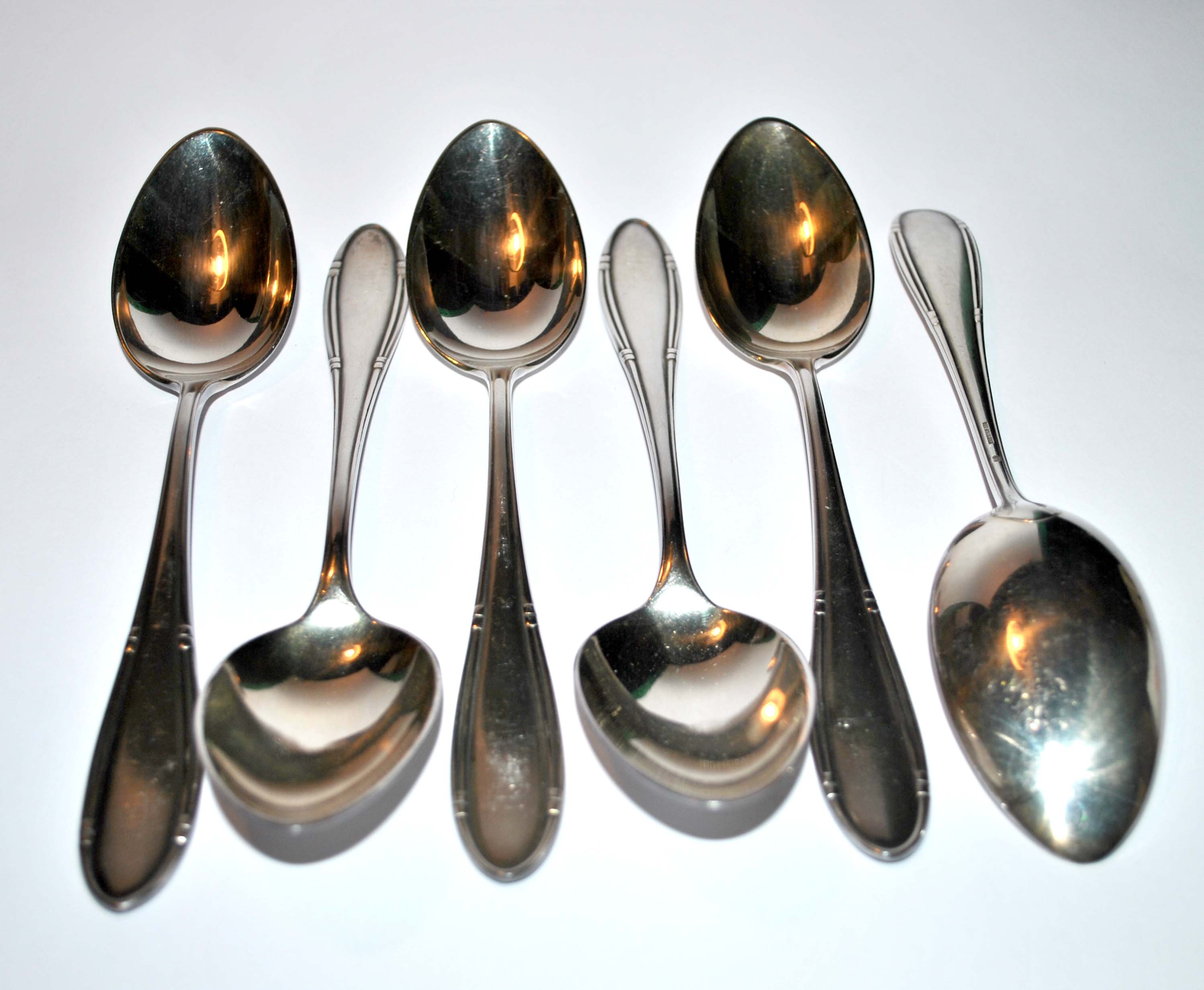 Series of 6 vintage table spoons in silver metal deetjen 100 soup 21.5cm