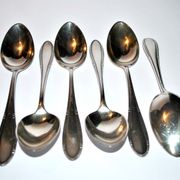 Series of 6 vintage table spoons in silver metal deetjen 100 soup 21.5cm