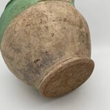 Ancien pot à confit en terre vernissé vert France XIX eme